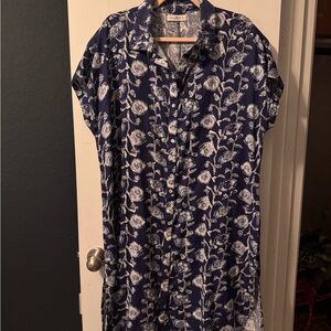 NATURAL LIFE Navy and White Floral Shirt Dress